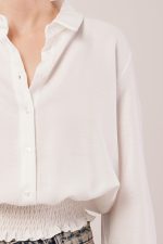 Bel Ve Bilek Lastikli Beyaz Bluz - Görsel 3