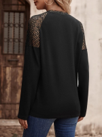 Kadın Uzun Kollu V Yakalı Dantel Detaylı Viskon Bluz - Görsel 2