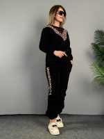 Kadın üç Iplik Kumaş Leopar Desenli Dantel Detaylı Ikili Takım - Görsel 2