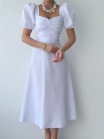 Kare Yaka Düğmeli Elbise - Görsel 2