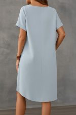 Kadın Kısa Kollu Kayık Yaka Bürümcük Elbise - Görsel 2