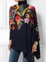 Kadın Uzun Kollu Balıkçı Yaka Asimetrik Kesim Mikro Bluz - Görsel 3