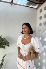 Nar Çiçeği Dantel Detaylı Brode Elbise - Görsel 2