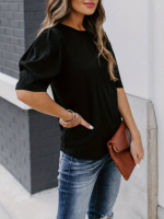 Kadın Kısa Kollu Pileli Balın Kol Bürümcük Bluz - Görsel 2