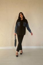 Siyah Kot Garnili Ceket - Görsel 2