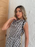 Kadın Degaje Yaka önden çapraz Detay Saten Midi Elbise - Görsel 3