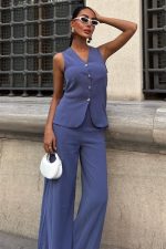 Arkası Bağcıklı Yelek Plazza Pantolon Modal Takım 10202-08 - Görsel 2