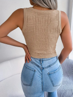 Kadın Askılı Bisiklet Yaka Güpüs Dekolteli Triko Crop Bluz - Görsel 2