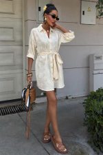 Süzene Nakışlı Ve Gold Düğmeli Elbise 2742 - Görsel 2