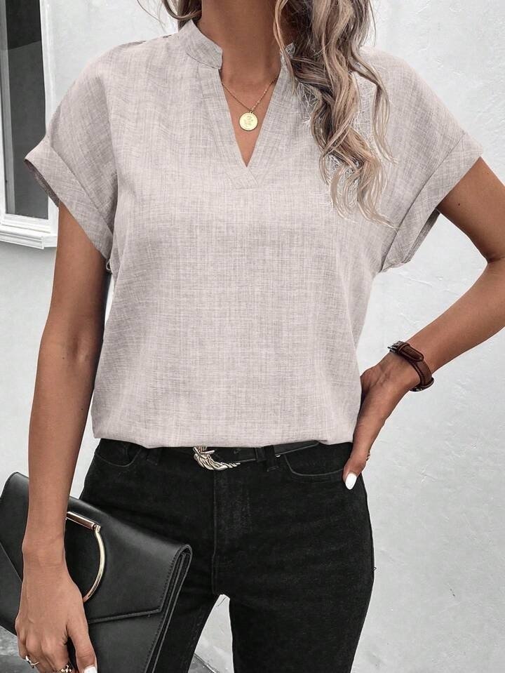 5f52372af21811dcd7be Kadın Kısa Kollu Hakim Yaka Sofya Bluz - Görsel 1