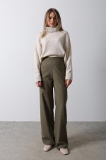 Beli Yarım Lastikli Palazzo Pantolon - Haki