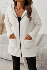 Kadın Uzun Kollu Kapşonlu önden Fermuarlı Cepli Welsoft Ceket - Görsel 2