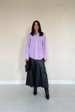 Lila Poplin Gömlek - Görsel 2