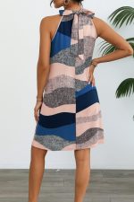 Kadın Kolsuz Boyundan Askılı Desenli Midi Süprem Elbise - Görsel 2