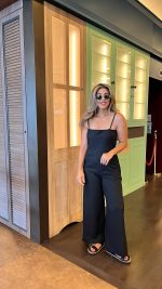 Kadın Askılı Yandan Fermuarlı Geniş Paçalı Valencia Tulum - Görsel 2