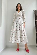 Kırmızı Gipeli Vual Elbise - Görsel 2