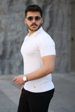 Erkek Viskon Kumaş Polo Yaka Desenli Tişört - Görsel 2