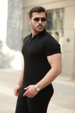 Erkek Fermuar Yakalı Kısa Kollu Tişört - Görsel 2