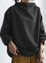 Kadın Uzun Kollu Geniş Balıkçı Yaka Modal Bluz - Görsel 2