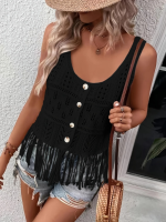 Kadın Askılı Yuvarlak Yaka önden Düğmelipüsküllü Triko Bluz - Görsel 2