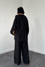 Siyah Alice Gömlek Ve Bol Kesim Pantolon Takım - Görsel 3