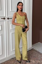 Tek Omuz Büstiyer Plazzo Pantolon Viscon Takım 10159 - Görsel 3