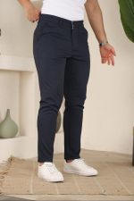 Erkek Casual Slim Fit Cord Desenli Kumaş Pantolon - Görsel 2