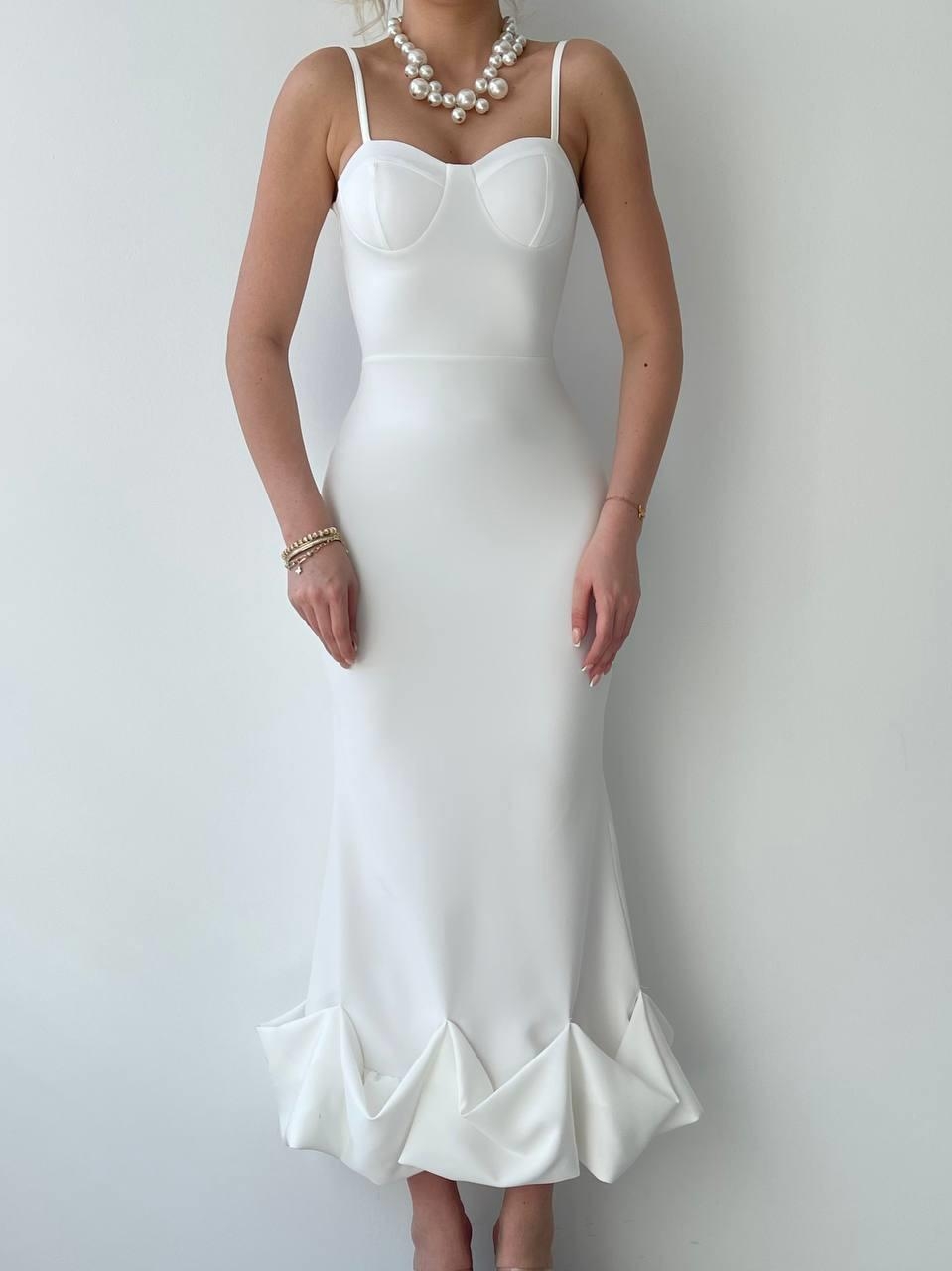 673619c83d7b2631e5c5 Dominic Eteği Büzgülü Midi Boy Elbise - Görsel 1