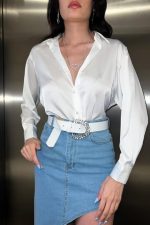 Beyaz Saten Gömlek - Görsel 2