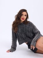 43331 TRİKO SAÇ ÖRGÜ KAZAK-ANTRASİT - Görsel 2