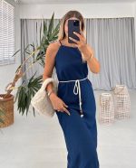 Kadın Kadın Omuz Askılı Kuşak Dahil Elbise - Görsel 2