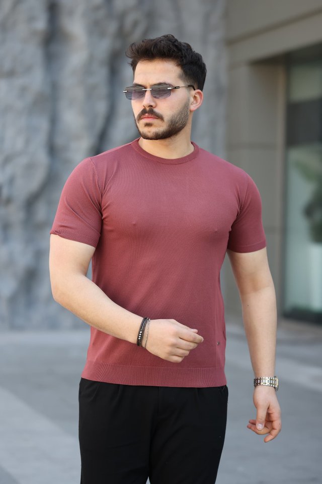 697a901b0a47098af233c2ca1593b2d2 Erkek Viskon Kumaş Bisiklet Yaka Basic Tişört - Görsel 1