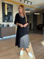 Kadın Uzun Kollu V Yakalı Midi Modal Elbise - Görsel 3