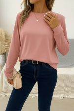 Kadın Uzun Kollu Bisiklet Yaka Viskon Bluz