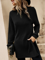 Kadın Uzun Kollu Balıkçı Yakayanlar Yırtmaçlı Kaşkorse Bluz - Görsel 3