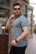 Erkek Yakalı Kagi Kumaş Kısa Kollu T-shirt - Görsel 2