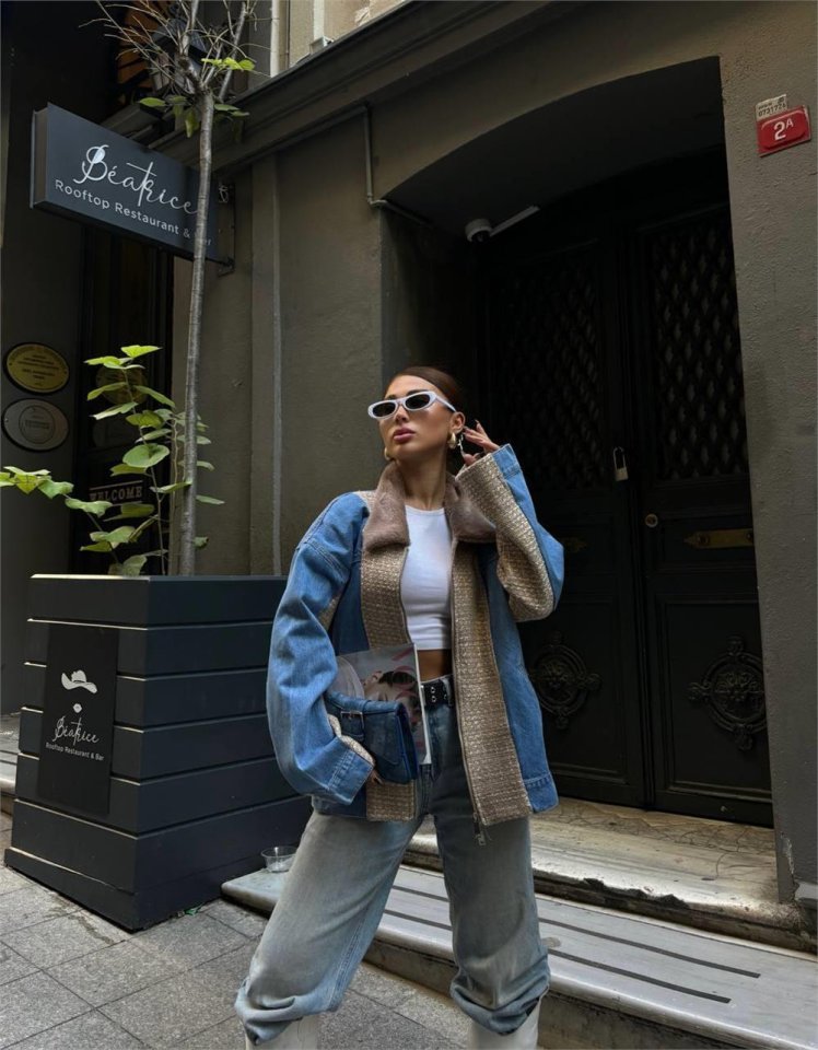 6d72366fe85761a9eb43 CHANEL GARNİLİ KOT MONT - Bej - Görsel 1