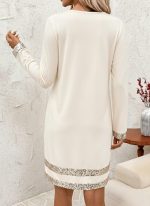 Kadın Uzun Kollu Bisiklet Yaka Mini Ithal Krep Elbise - Görsel 3