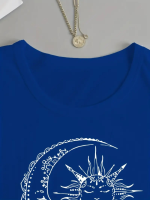 Kadın Uzun Kollu Bisiklet Yaka Ay Baskılı Viskon Bluz - Görsel 2