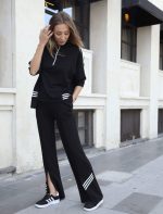 Kadın Polo Yaka Paça Yırtmaçlı Ribanalı İkili Takım - Görsel 3