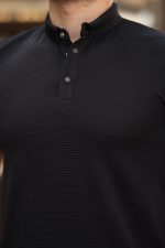 Erkek çizgi Dokulu çıtçıt Yakalı Kısa Kollu T-shirt - Görsel 3