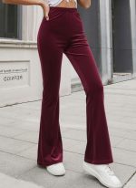 Kadın Yüksek Bel Paçaya Doğru Genişleyen Kadife Pantolon - Görsel 3