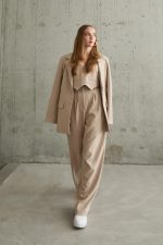 Bej Çizgili Ceket - Yelek Ve Pantolon Takım - Görsel 2