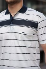 Erkek Yakalı çizgili Kısa Kollu T-shirt - Görsel 3