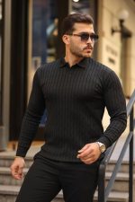Erkek Saç örgü Desen Uzun Kollu Triko - Görsel 3