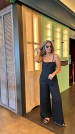 Kadın Askılı Yandan Fermuarlı Geniş Paçalı Valencia Tulum