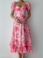 ŞİFON KUMAŞ DİJİTAL DESEN BASKILI ELBİSE - Görsel 2