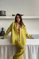 GÖMLEK-PANTOLON TAKIM CUPRA KUMAŞ - Yağ Yeşili - Görsel 2