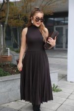 Kadın Triko Plise Ve Tül Detay Iki Parça Elbise - Görsel 3