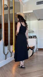 Kadın Askılı Yuvarlak Yakalı Viskon Elbise - Görsel 3